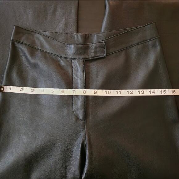 Vintage 90s Bebe Black Genuine Leather Trouser 4 Wide Leg Edgy Classic Wardrobe - Picture 10 of 14